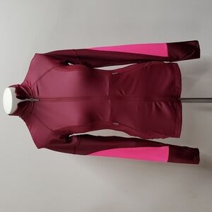 Victoria's Secret Activewear Jacket Women Small Red Pink Oversized Logo Full Zip